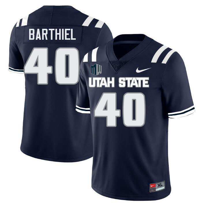 Utah State Aggies #40 Gavin Barthiel College Football Jerseys Stitched Sale-Navy